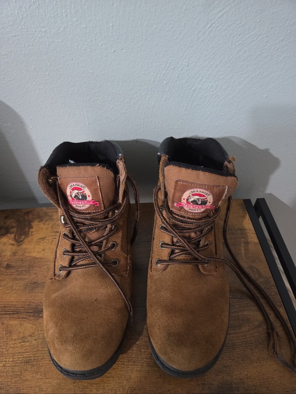 Brahma Men's Brown Leather Lace-Up Steel Toed Work Boots 7w. (eur 40w).